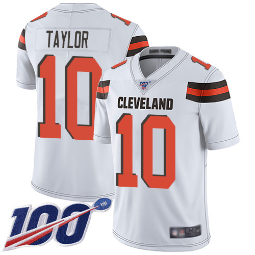 Cleveland Browns Taywan Taylor Men White Limited Jersey #10 NFL Football Road 100th Season Vapor Untouchable->cleveland browns->NFL Jersey